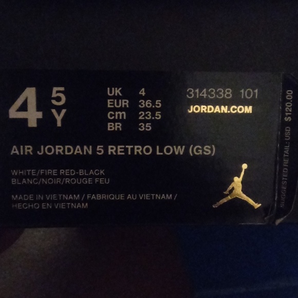 Jordan 5 low Retro Sz 4.5 - Picture 6 of 6